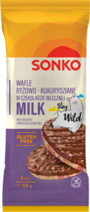 Wafle ryżowo-kukurydziane w czekoladzie mlecznej 65 g