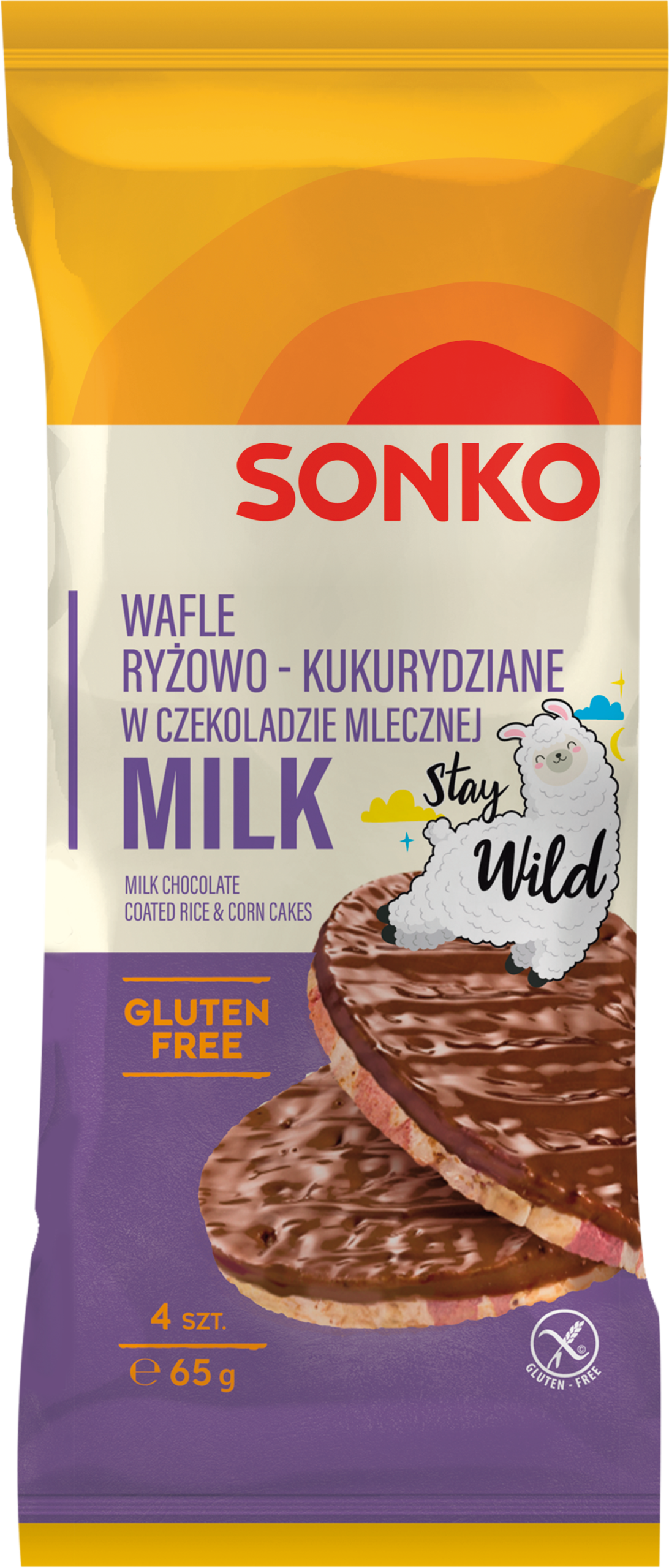 SONKO Wafle ryżowo-kukurydziane w czekoladzie mlecznej 65 g