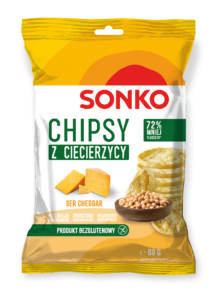 Chipsy z ciecierzycy o smaku sera cheddar 60 g