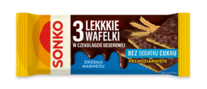 NOWOŚĆ – 3 Lekkkie wafelki w czekoladzie deserowej bez dodatku cukru 36 g