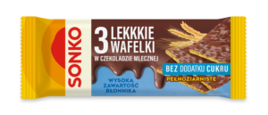 NOWOŚĆ – 3 Lekkkie wafelki w czekoladzie mlecznej bez dodatku cukru 36 g