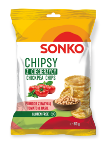 NOWOŚĆ – Chipsy z ciecierzycy o smaku pomidora z bazylią 60 g