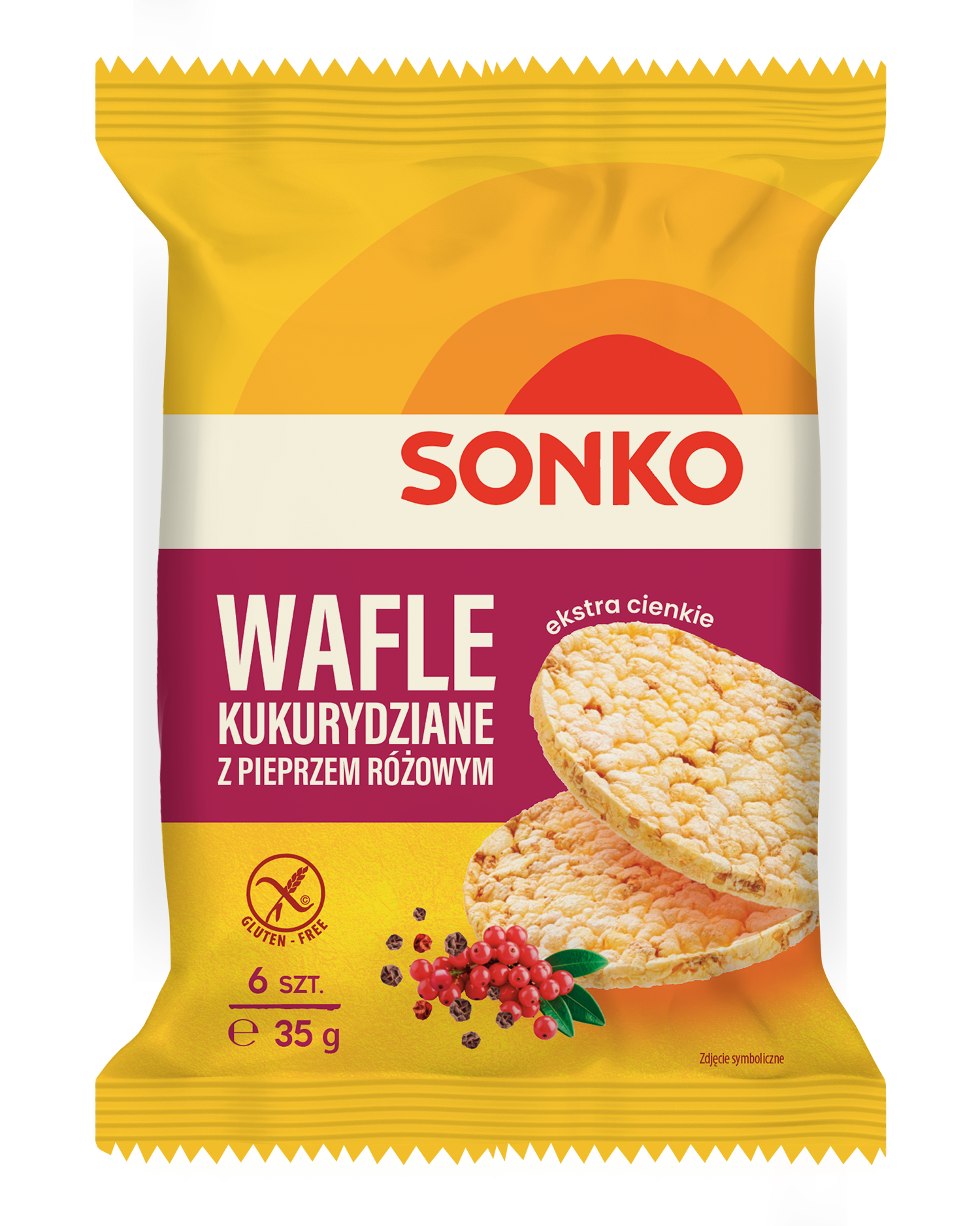 Wafle kukurydziane z pieprzem różowym