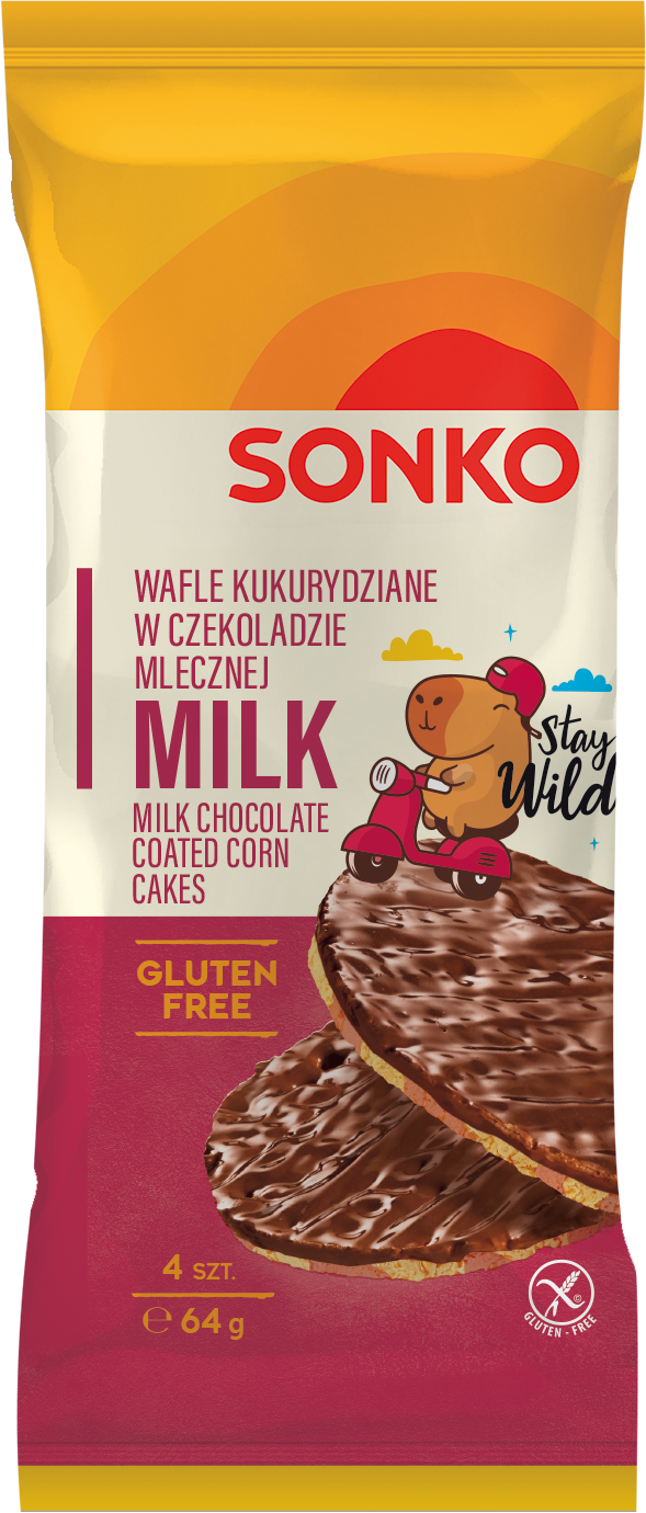 SONKO Wafle kukurydziane w czekoladzie mlecznej 64 g